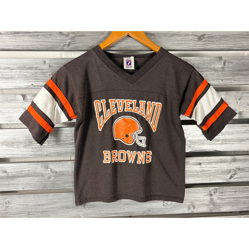 Vintage 80s Cleveland Browns Jersey T-Shirt Youth Boys Small Made in USA Logo 7